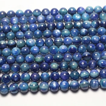 1 fio azul Cianita redonda e lisa esferas de pedra para a jóia diy fazer