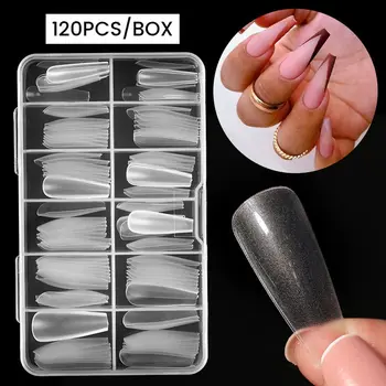 120Pcs/Caixa de Profissionais Cobertura Completa Dicas de Unhas Falsas de Plástico Transparente do Prego do Dedo Extensão para o sexo Feminino Ferramentas de Manicure