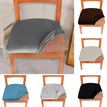 1PC Cadeira de Jantar Cobertura de Cor Pura Capa Protector Case Trecho para a Cozinha de Seat da Cadeira do Banquete do Hotel Elástico Removível