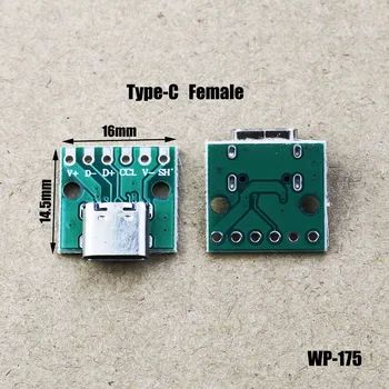 1PCS TIPO-C 16P Fêmea Placa de Teste Para 6P MERGULHO 2.54 Campo de Dados de Linha de placa de Adaptador / Alta Corrente de placa de Adaptador WP-175