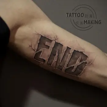 2 Pedaços de Cartas em inglês END END Escuro Impermeável Feminino Masculino Longa-duração de Originais Braço de Tatuagem 3D Adesivos