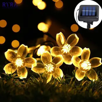 20/100 LED Sakura LED de Energia Solar Cadeia Lâmpada Impermeável Exterior do Jardim do DIODO emissor de Flor de Cerejeira Seqüências de Luzes de Natal de Fadas Luz