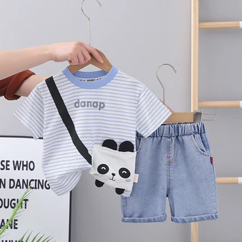 2022 Meninos Do Verão Conjuntos De Vestuário Crianças Stripe T-Shirt, Shorts De Desenhos Animados Crianças, Roupas De Bebê De Treino De 2 Peças Terno De Roupas De Bebê