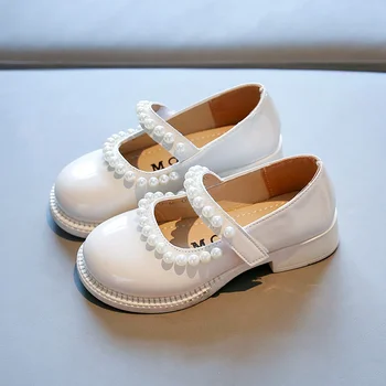2022 Primavera, Outono De Crianças Sapatos De Meninas Sola Macia Sapatos De Couro Frisado A Princesa Maria Jennys Moda Festa Estudantes Sapatos