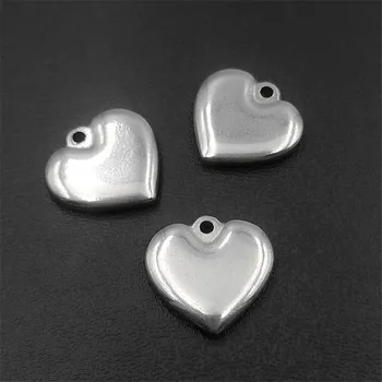 20pcs 15*16*2.8 mm de Aço Inoxidável em forma de Coração Pingentes Sólido em forma de Coração DIY Acessórios de Jóias