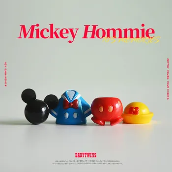 24piece 1-2cm clássico do mickey mouse da cabeça de roupas figura brinquedos bonito mickey mouse microlandschaft figuras