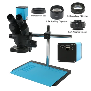 3.5-90X Simul-focal Trinocular Microscópio Estereofónico 1080p HDMI SONY IMX385 Industrial Câmara de Vídeo de Medição de Solda Para PCB