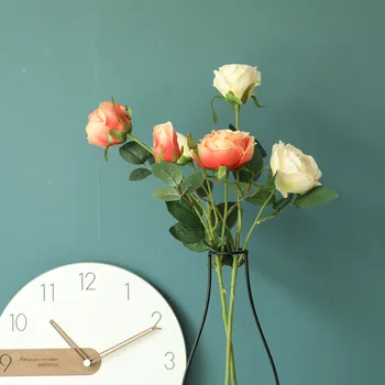3 Cabeças de Seda Rosa do buquê, decoração acessórios para Festa de casamento livro de recados falsos plantas diy artificial rosas flores