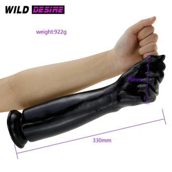 33cm Super Enorme Artificial Lidar com Vibrador com ventosa Pênis Grande Braço de Mão com o punho Brinquedo Gigante de Dildos Para as Mulheres os Brinquedos Sexuais Sexshop