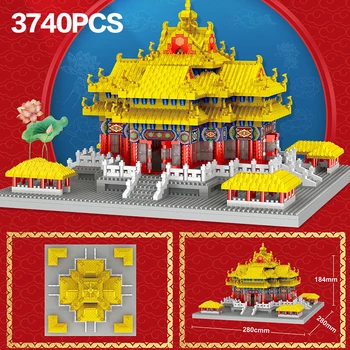 3740PCS desafio famoso do mundo complexo arquitetônico do edifício Palácio, A torre de blocos de estilo Chinês, o modelo de brinquedo de Natal gi
