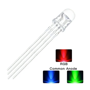 50PCS 5mm full-color LED RGB vermelho/verde/azul Comum do Cátodo/Ânodo de Quatro pés transparente cor de realce de luz 5mm diodo colorido