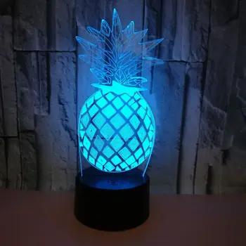 Abacaxi 3D da Noite do Diodo emissor de Luz de 7 Mudança da Cor do Usb da Lâmpada de Mesa Usb Frutas 3d Lâmpada Para a Decoração Home