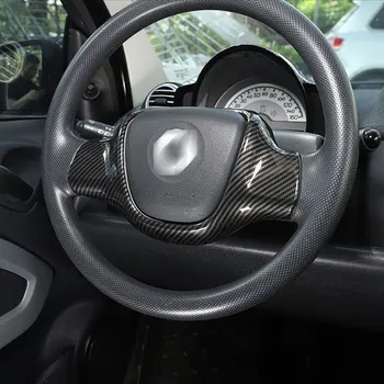 ABS com Fibra de Carbono Estilo de Acessórios do Carro Volante Quadro da Tampa Tampa da Guarnição Para a Mercedes Benz, Smart Fortwo 451 2009 - 2015