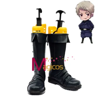 Anime APH Eixo Poderes Hetalia Prússia Cosplay Festa de Calçados Unissex Preto Botas Personalizadas