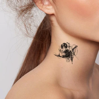 Baleia Onda Impermeável da Etiqueta Temporária Tatuagem Terra Preta Floresta Fake Tattoos o Flash Tatuagens no Peito Pescoço Arte no Corpo, para as Mulheres, Homens