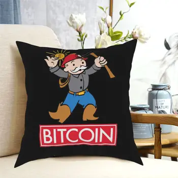 Bitcoin Jogar Travesseiro Tamanho do Caso 30 40 45 50 Cojines Cobre DIY Impresso Legal Para o Sofá Decoração