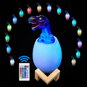 Carregamento USB de Impressão 3D Toque Colorido Dinossauro Noite a Luz do Quarto Built-in Bateria De 16 Cores Controle Remoto Pat Cor Changin