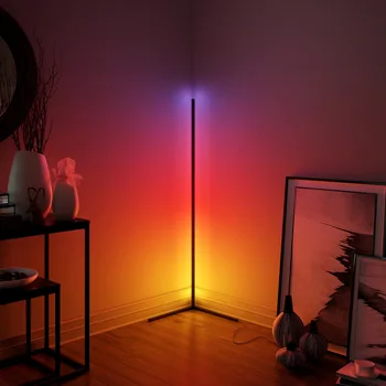 Coloridos RGB LED lâmpadas de Assoalho de canto moderno assoalho do diodo emissor de luz de dimmable do quarto lâmpada canto candeeiro de pé preto branco luz de canto