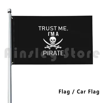 Confie em Mim eu sou Um Pirata de Vinil Tee Gráfico Criança Unisex Meninos E Meninas Exterior Decoração Bandeira Bandeira de Carro do Pirata