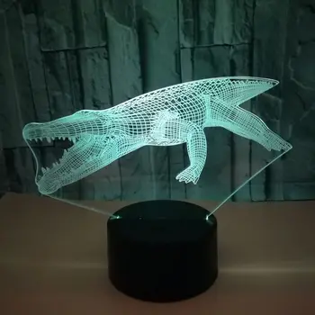 Crocodilo 3d Lâmpada da Noite de Toque Colorida de Controle Remoto Led Visual Lâmpada de Mesa Dom Atmosfera Pequena Iluminação, Candeeiros de Mesa