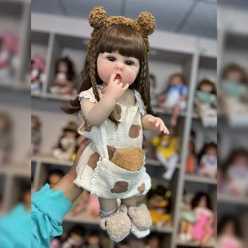 De 22 Polegadas 55 CM de Silicone Corpo se Mexer Brinquedos Renascer fantasia de Urso Baby Dolls Recém-nascido Boneca Crianças Para Presente de Aniversário de Brinquedo