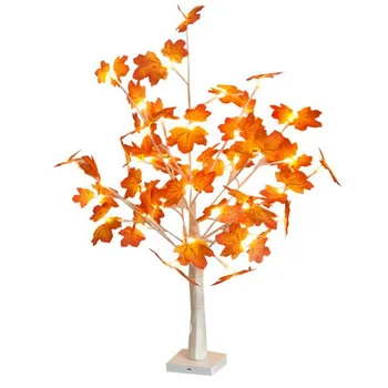 Decoração de Halloween Artificial de Outono, Maple LED Árvore da Bateria Operado Tabela Ilumina a Lâmpada de Casamento do dia de ação de Graças Decoração de Casa