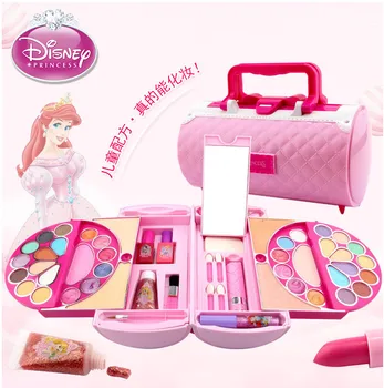 [Disney] Kids Disney princess Cosméticos batom, sombra de olho blush unha polonês para as crianças a jogar com casa de brinquedos para meninas de presente de aniversário