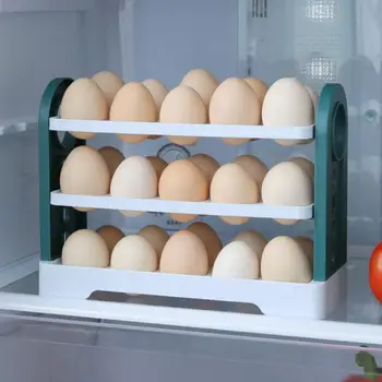 Durável Engrossado Flip-up Design de 3 camadas Verticais Frigorífico Ovo Recipiente de Acessórios de Cozinha Ovo Titular Ovo Recipiente