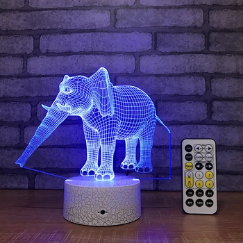 Elefante LED 3D da Luz da Noite do Visual 7 Cores da Lâmpada de Mesa Para Festa de Casa, Decoração de Quarto de Novidade Crianças de Presente de Natal