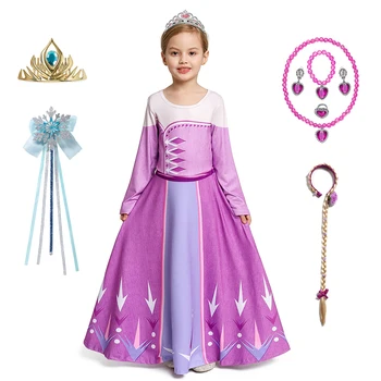 Elsa Vestido para Menina de Halloween Rainha da Neve a Princesa Desses para Festa de Pijama Crianças Presentes de Aniversário