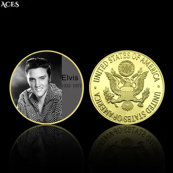 Elvis Presley Foever Lenda Moeda de OURO do Rock and Roll Comemorativas de Moedas Colecionáveis Em Cápsula de Lembrança para os Fãs