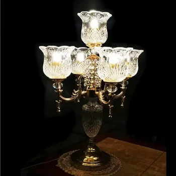 Europeu de luxo de Cristal da Lâmpada de Mesa estudo diodo emissor de luz da mesa de Casamento candelabros de vidro Sala de estar, Cozinha led máscara de Vidro Mesa de Luz