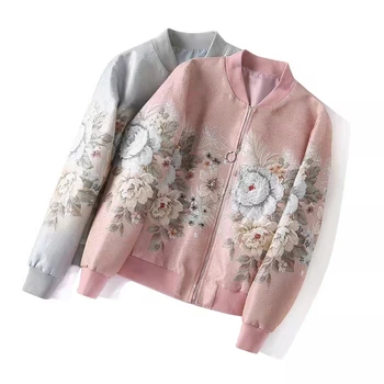 Europeus e Americanos de roupas femininas outono inverno de 2022, a nova manga Longa jacquard floral frisado impressão Moda jaqueta