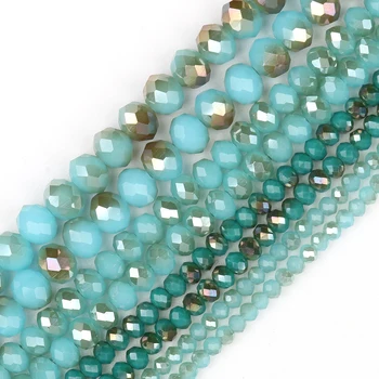 Facetada Lago Azul Banhado a Áustria Crystal Glass Beads Rondelle Solta de Esferas Espaçador para Fazer Jóias Diy Pulseira Acessórios