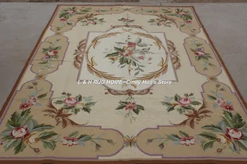 Frete grátis 6' x9 10K Bordar Tapetes Rosa Floral design 100% Nova Zelândia Lã mão costurada