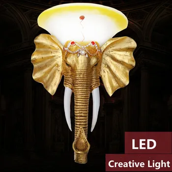 Geely elefante, lâmpada de parede da escadaria do hall de entrada, corredor bar quarto criativa animal LED Europeu de projeto de hotel lâmpada de parede 220V