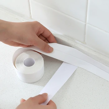Impermeável Banheira Fita de Vedação de Chuveiro do Banheiro do Dissipador de Banho fita de Vedação em PVC Branco Auto Fita Adesiva Adesivos de Parede para Cozinha