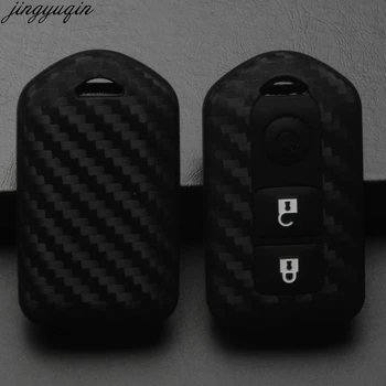 Jingyuqin 3 botões de carbono de silicone remoto chave do carro caso do Toyota Camry Highlander
