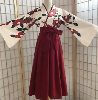 Kimono Sakura Menina de Estilo Japonês estampa Floral Vintage Vestido Oriental Camellia Amor Traje Haori Yukata Roupas quimono mulheres