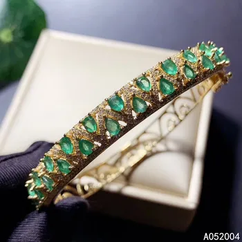 KJJEAXCMY fina prata esterlina da jóia 925 embutidos esmeralda Natural do sexo feminino bracelete bonito suporte de detecção de