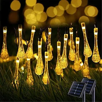 Luz Solar, Chuva, 5M 7M LED Luzes de corda Luzes de Fadas Solar Garland Casamento do Jardim de Férias Decoração de Natal ao ar Livre