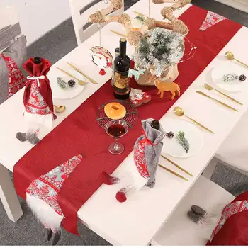 Mesa de natal Sinalizador de Decoração Bonito Rosto de Boneca de Pano da Tampa de Tabela 3D Papai Noel Tabela Placemat Jantar de Natal Enfeite