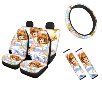 Moda Cardcaptor Sakura Impressão Interior Do Carro Tampas Do Assento Anime Volante De Protecção Do Cinto De Segurança Conjuntos De Cobre Acessórios Para Automóveis