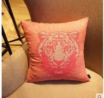 moda tigre cabeça de diamante capa de almofada almofada do sofá encosto lombar fronha de decoração de casa