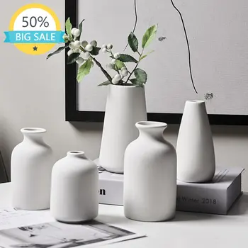 Moderna Vasos Decorativos Fosco Vaso de Cerâmica Nórdicos Casa de Decoração de Quarto de Enfeites de Branco Vegetariano vaso de Flores de um vaso de Planta hidroponia