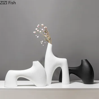 Moderno Especial em forma de Branca de Resina Vaso Arranjo de Flores no Topo da Tabela Decoração Geométrica Irregular Vaso de Flor Acessórios para o Lar