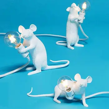 Moderno Resina de Mouse da Lâmpada de Mesa LED E14 Mouse Candeeiros de Mesa de Decoração do Quarto Secretária Nórdicos Crianças de Decoração de Quarto de LED Luzes da Noite