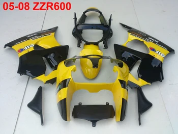 Moldagem por injeção de carroçaria kit de carenagem para a Kawasaki Ninja ZZR600 05-08 amarelo preto carenagem conjunto ZZR600 2005-2008 OT26