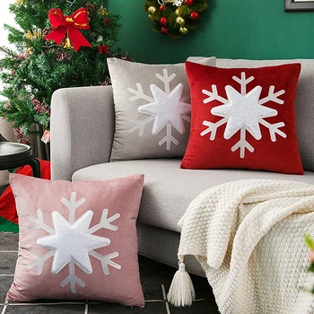 Natal Capa de Almofada 45X45 floco de Neve de Veludo, Abraçando o Travesseiro da Cobertura de Moda de Natal Decoração de Casa Para o Sofá do Quarto