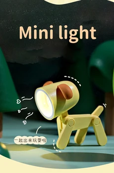 Noite do DIODO emissor de Luz Mini Pet Luz Ins Aluno Dom de desenhos animados animal de Estimação de Dobramento Pequeno Candeeiro de Mesa com Orelhas Estética de Decoração de Quarto